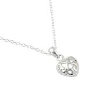 Sterling Silver Curly Heart Necklace